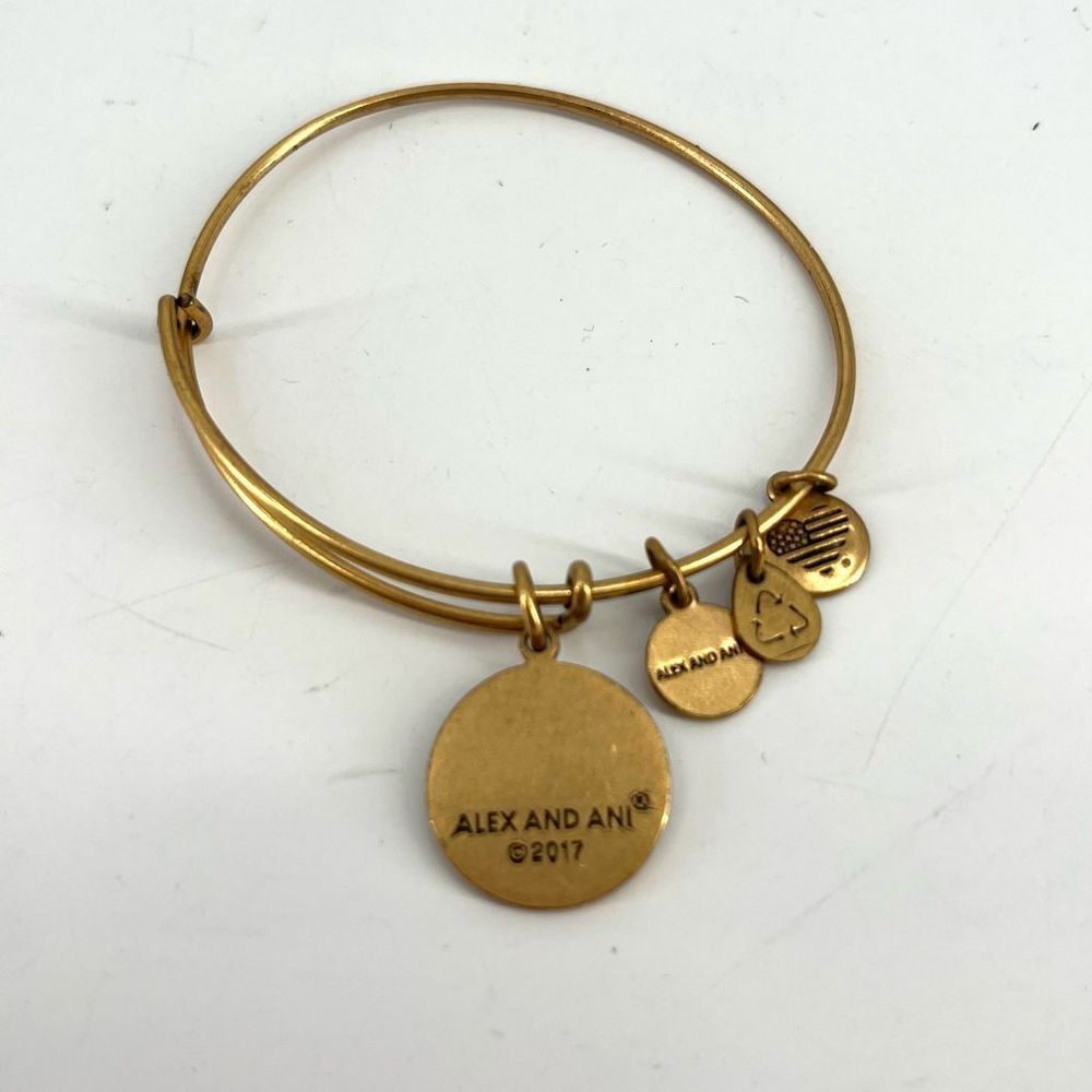 Alex and Ani Goldtone V initial letter bangle bracelet - Picture 2 of 2